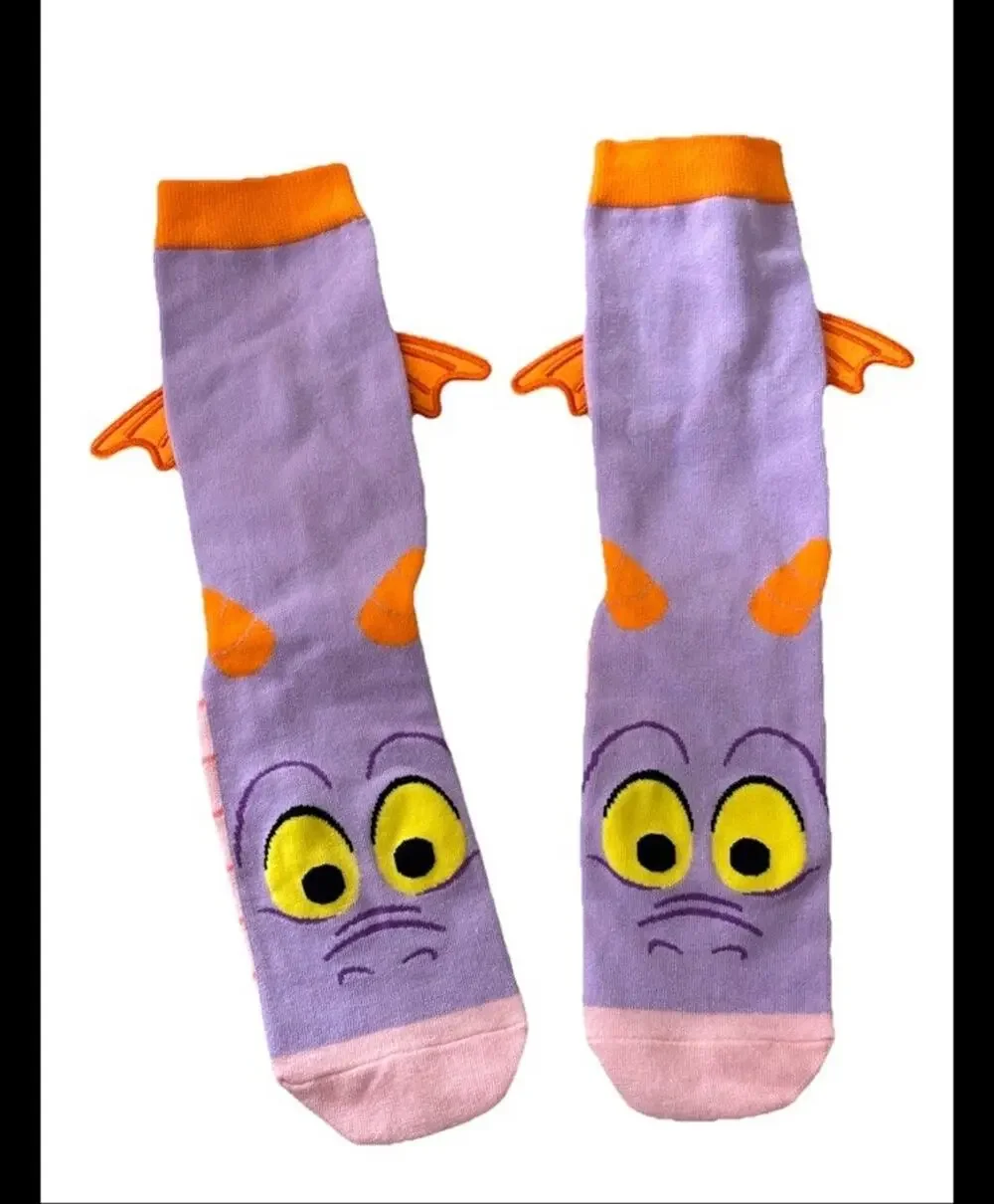 Disney Figment Dragon Crew Socks Purple Orange 2026 One Size Unisex